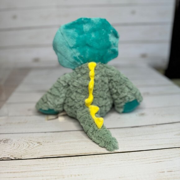 Demdaco Nat & Jules Drake the Mellow Fellows Green & Blue 11" Triceratops Plush - Picture 4 of 10